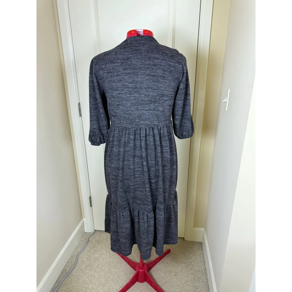 Women's Velvet Torch Grey Marled Tiered Midi Dress XL